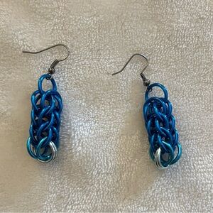 Blue and Silver Chainmaille Earrings